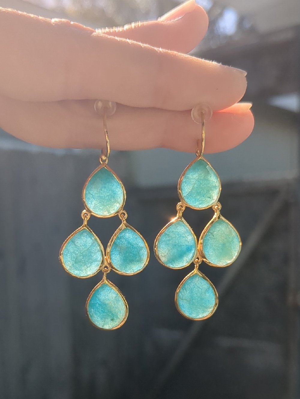 Argento Vivo Gold-Tone Chandelier Earrings with Semi-precious teardrop Stones